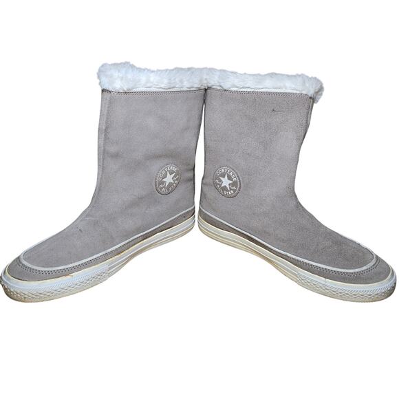 Converse All Stars Beverly Tan High Top Sneaker Boots Faux Fur US Womens 9.5 - Picture 3 of 8